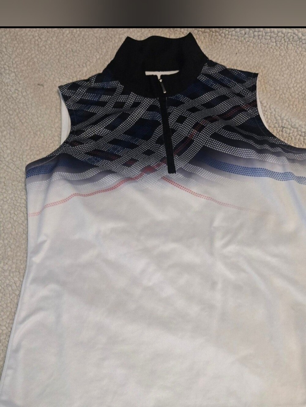 EP New York 1/4 Zip Sleeveless Top. White w/ Navy and Red. Size Large. EUC!